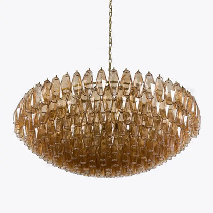 Classic pink & amber glass chandelier dining room lighting