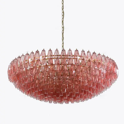 Classic pink & amber glass chandelier dining room lighting