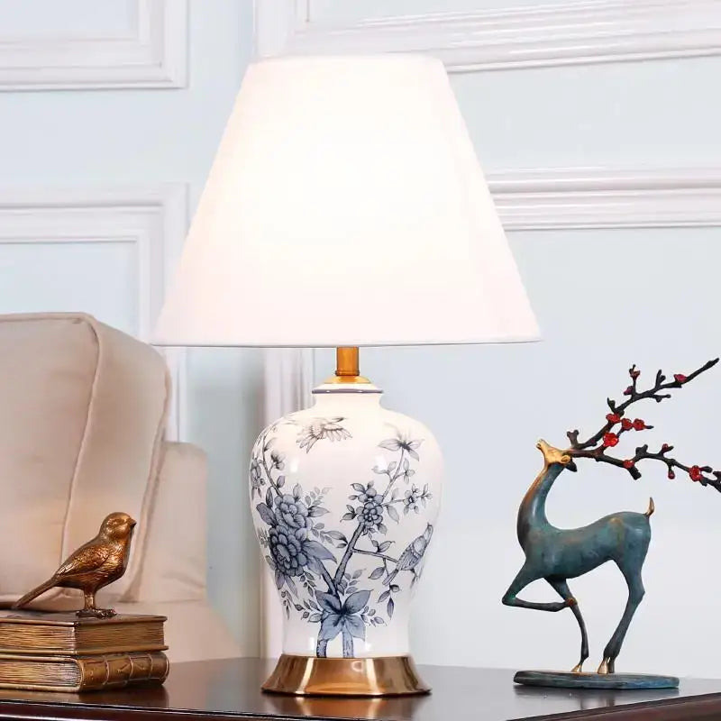 Classic white and black porcelain table lamp – living room decor