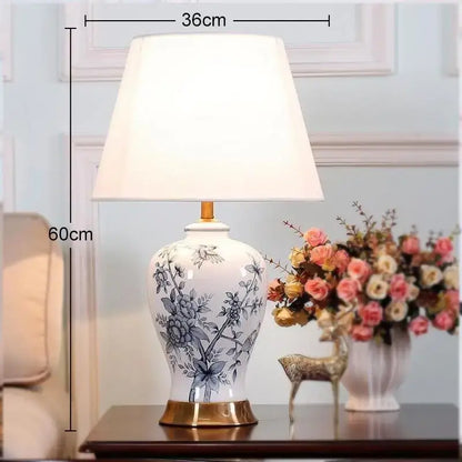 Classic white and black porcelain table lamp – living room decor