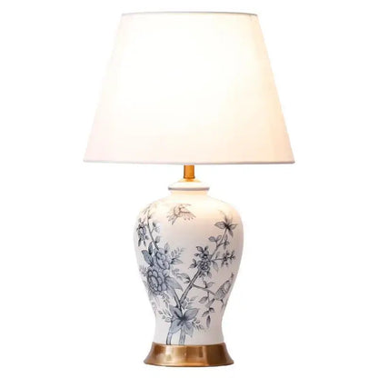 Classic white and black porcelain table lamp – living room decor