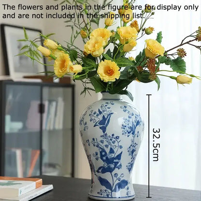 Classical blue & white porcelain vase living room floral decor