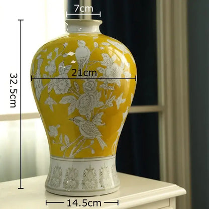 Classical blue & white porcelain vase living room floral decor