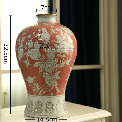 Classical blue & white porcelain vase living room floral decor