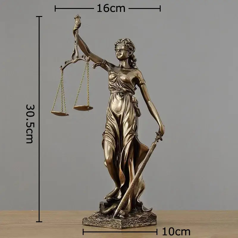 Classical bronze justice goddess resin sculpture living room decor