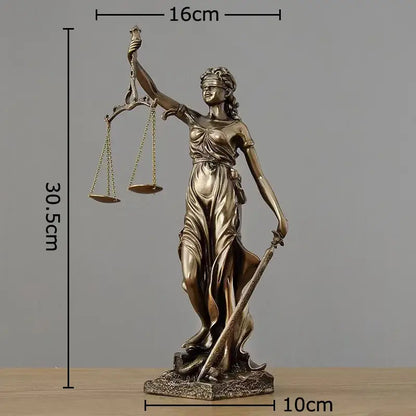 Classical bronze justice goddess resin sculpture living room decor