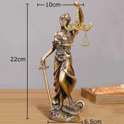 Classical bronze justice goddess resin sculpture living room decor