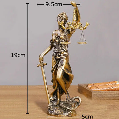 Classical bronze justice goddess resin sculpture living room decor