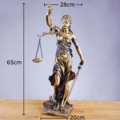 Classical bronze justice goddess resin sculpture living room decor