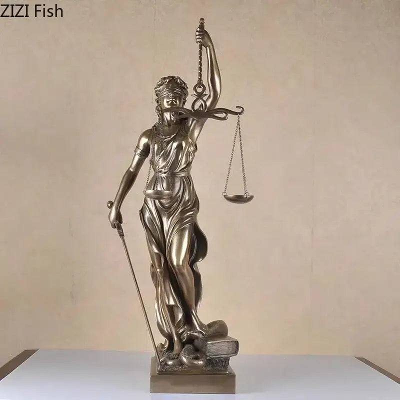 Classical bronze justice goddess resin sculpture living room decor
