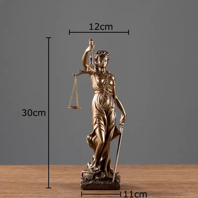 Classical bronze justice goddess resin sculpture living room decor