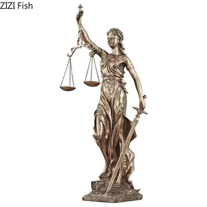 Classical bronze justice goddess resin sculpture living room decor
