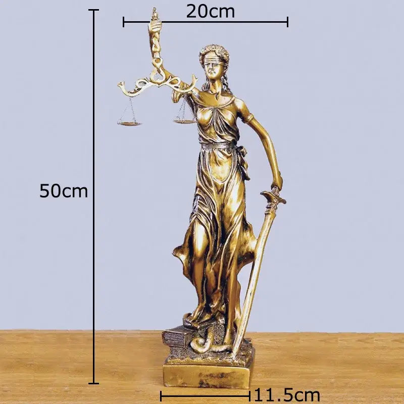 Classical bronze justice goddess resin sculpture living room decor