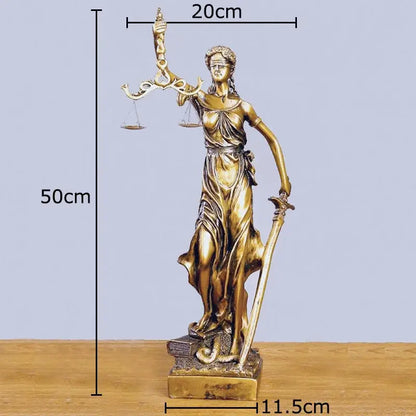 Classical bronze justice goddess resin sculpture living room decor