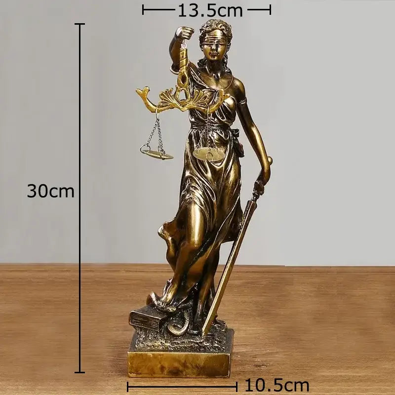 Classical bronze justice goddess resin sculpture living room decor