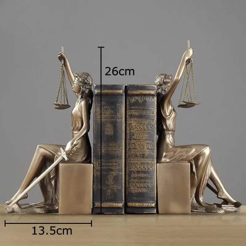Classical bronze justice goddess resin sculpture living room decor