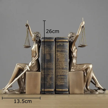 Classical bronze justice goddess resin sculpture living room decor