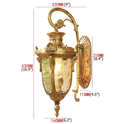 Classical bronze led outdoor wall lamp with textured glass panels