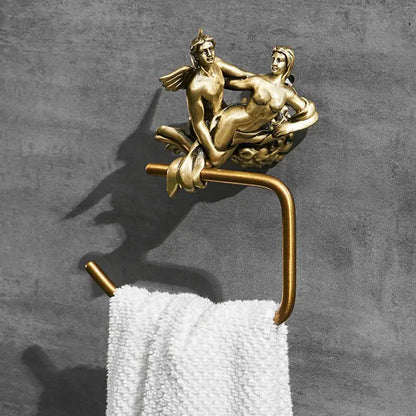 Classical bronze towel rack ornate winged figures shower room decor