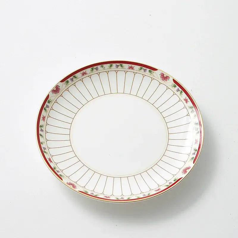 Classical gold-striped ceramic cup and saucer set dining room floral