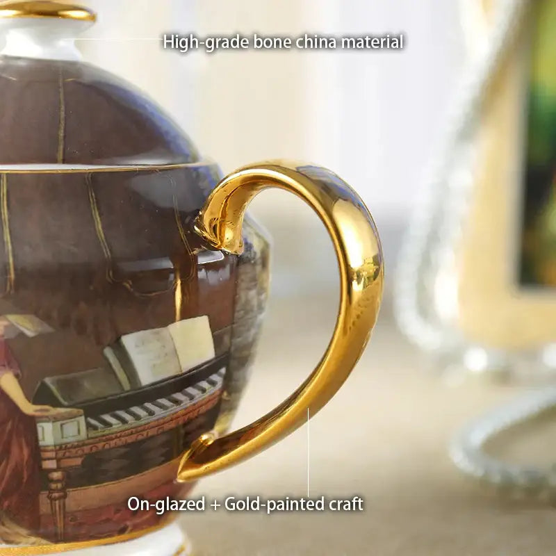 Classical gold trimmed bone china sugar bowl and creamer set dining room