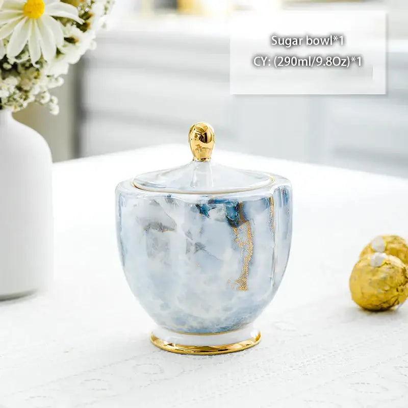 Classical gold trimmed bone china sugar bowl and creamer set dining room