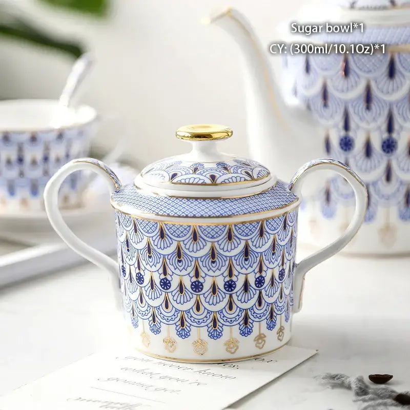 Classical gold trimmed bone china sugar bowl and creamer set dining room
