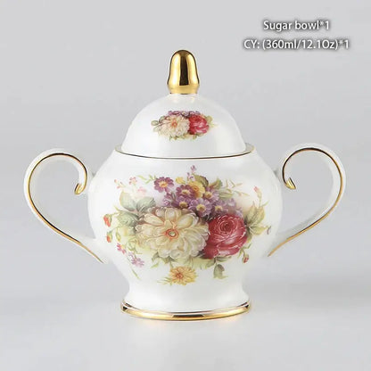 Classical gold trimmed bone china sugar bowl and creamer set dining room
