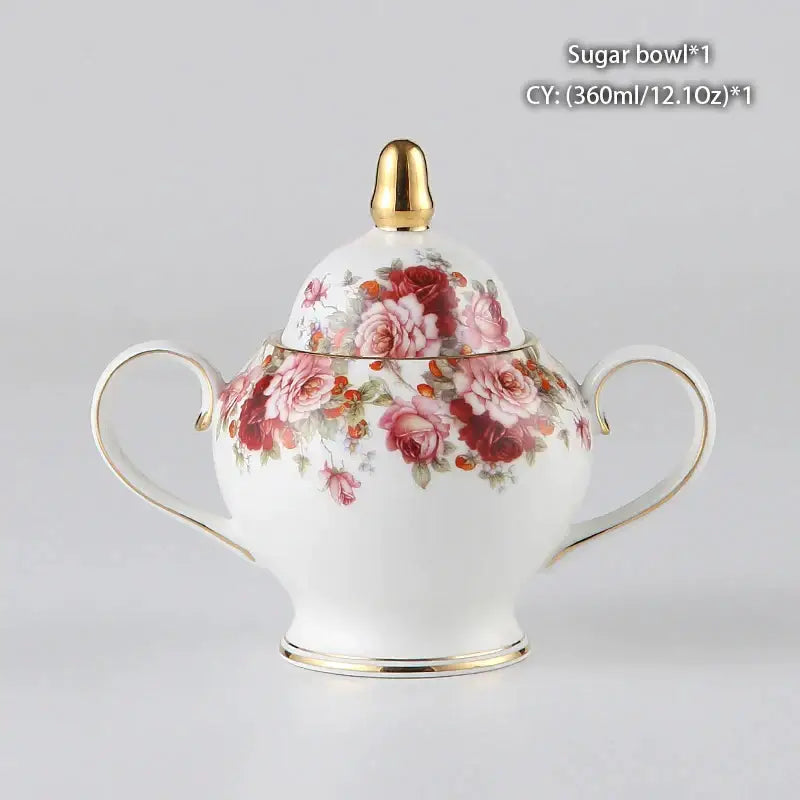 Classical gold trimmed bone china sugar bowl and creamer set dining room