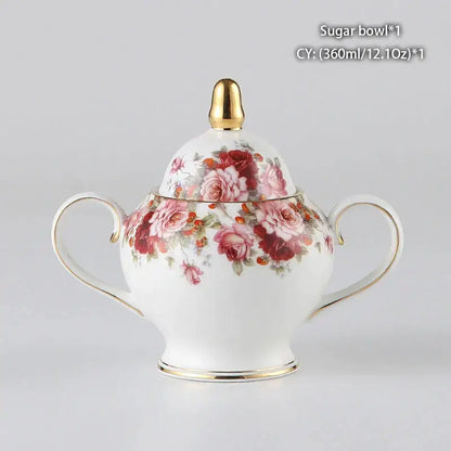 Classical gold trimmed bone china sugar bowl and creamer set dining room