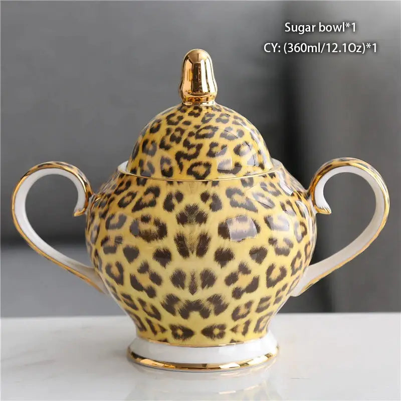 Classical gold trimmed bone china sugar bowl and creamer set dining room