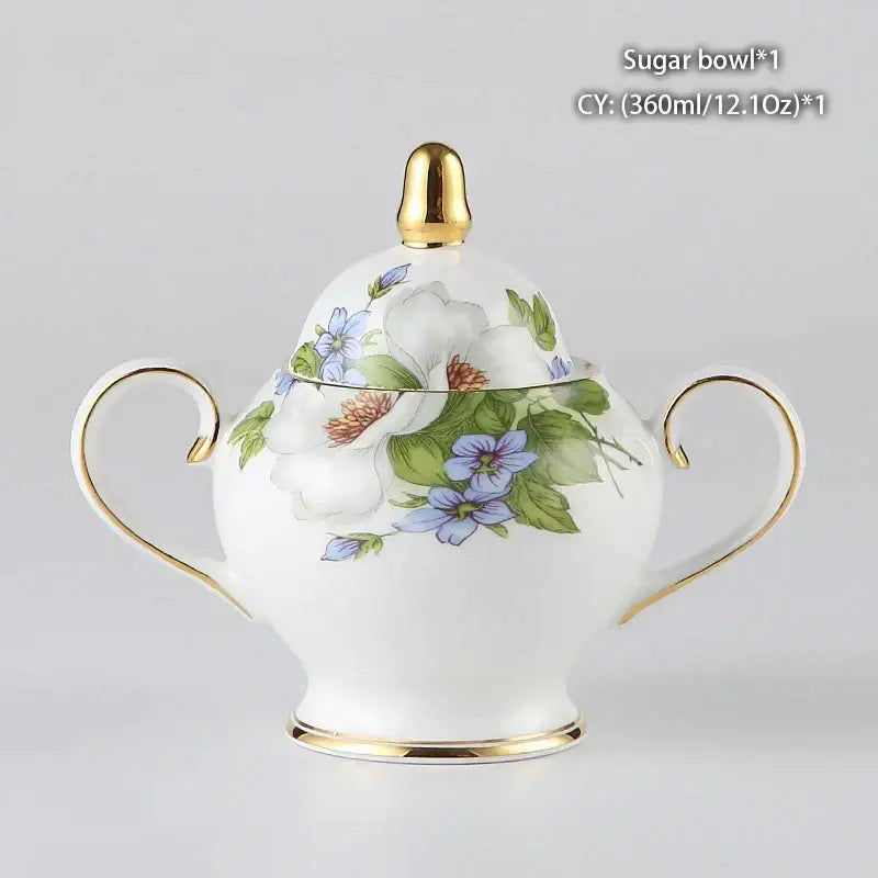 Classical gold trimmed bone china sugar bowl and creamer set dining room