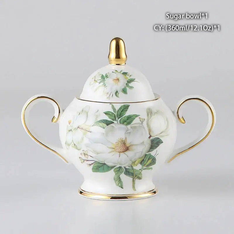 Classical gold trimmed bone china sugar bowl and creamer set dining room