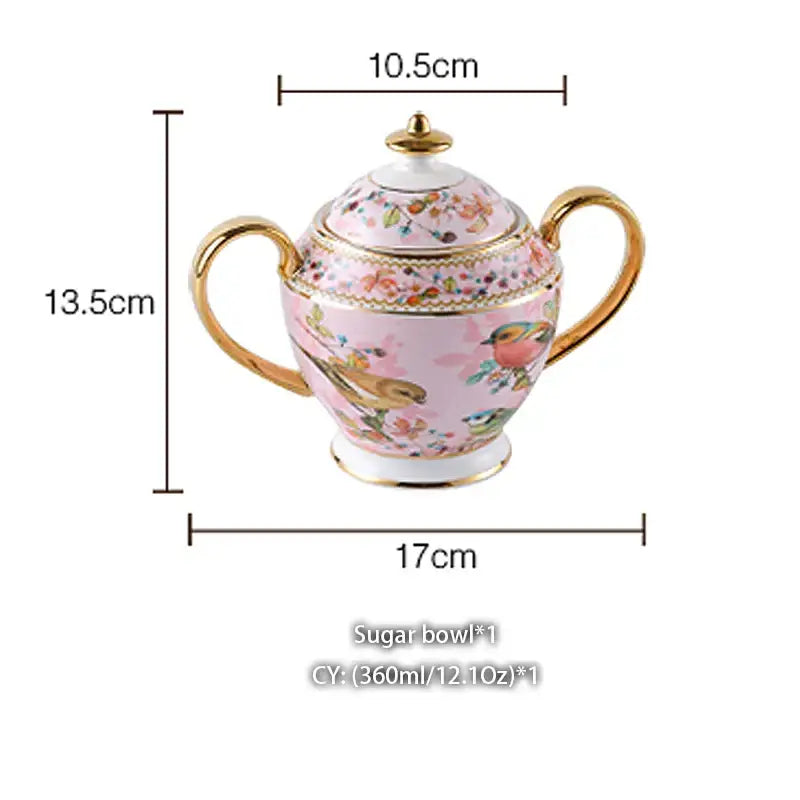 Classical gold trimmed bone china sugar bowl and creamer set dining room