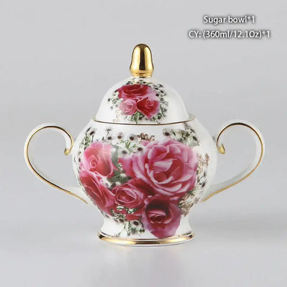 Classical gold trimmed bone china sugar bowl and creamer set dining room