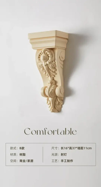 Classical ornate white cream resin wall lamp living room light