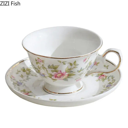 Classical pink rose ceramic cup and saucer set dining room decor
