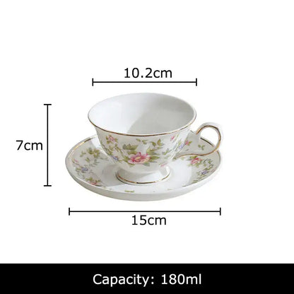 Classical pink rose ceramic cup and saucer set dining room decor