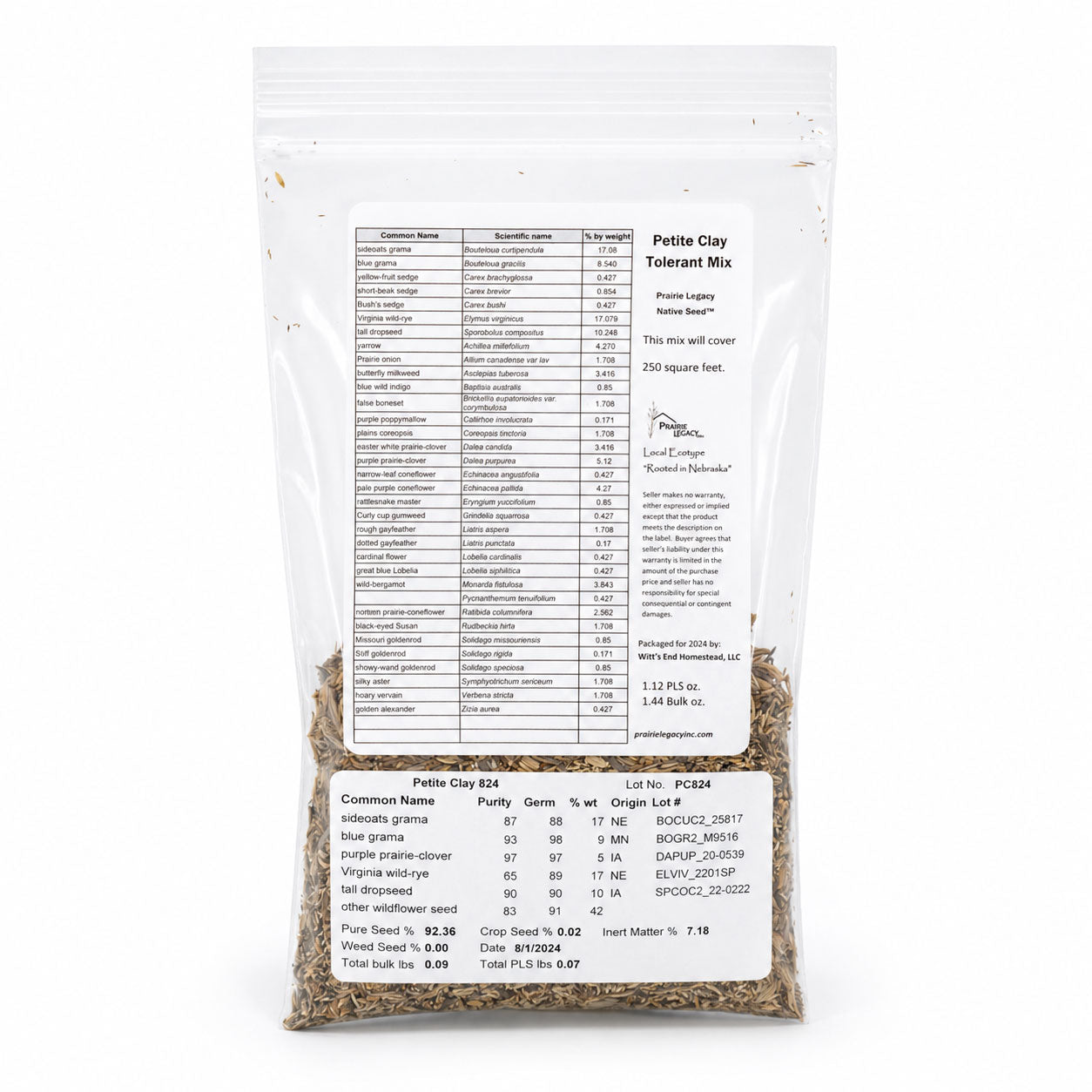 Petite Clay Tolerant Nebraska Wildflower Seed Mix | 1.44 oz | Prairie Legacy Inc.