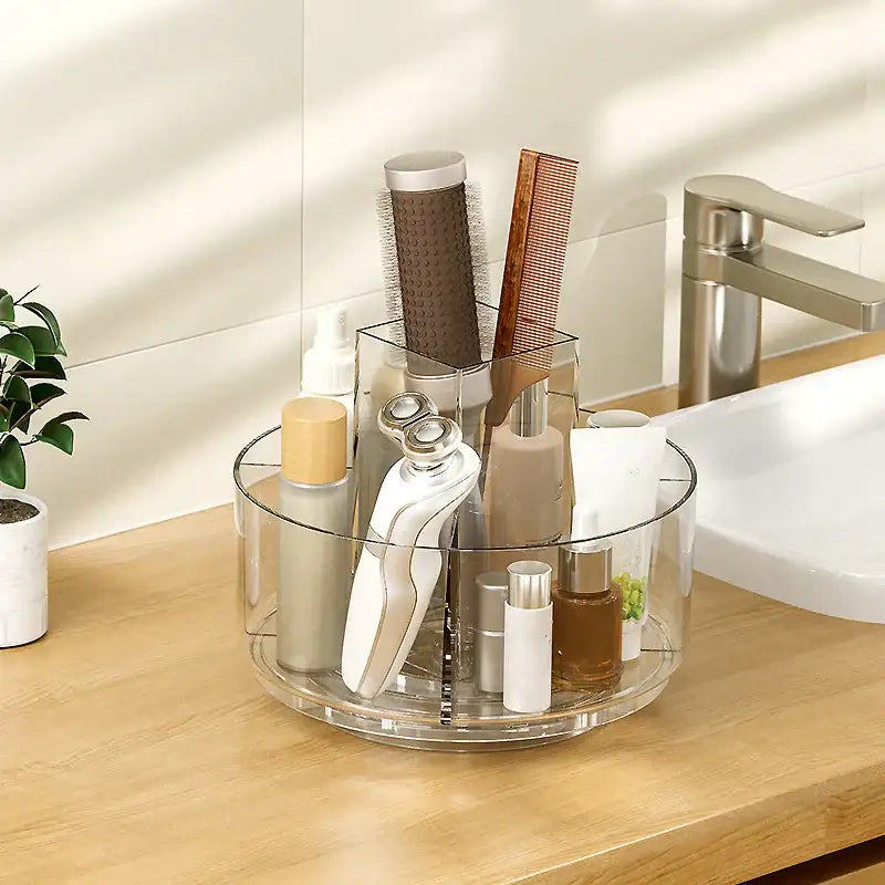 Clear 3 tier rotating acrylic makeup organizer bedroom vanity storage