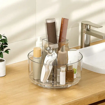 Clear 3 tier rotating acrylic makeup organizer bedroom vanity storage