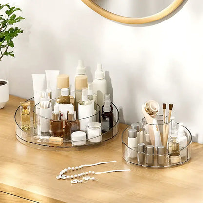 Clear 3 tier rotating acrylic makeup organizer bedroom vanity storage