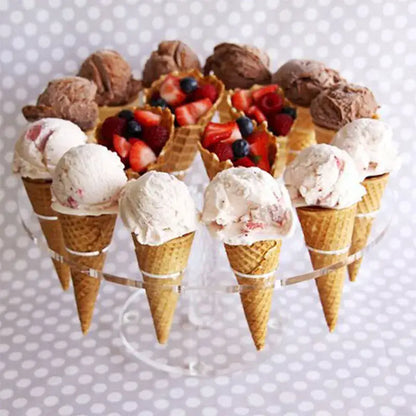 Clear acrylic ice cream cone holder stand kitchen display rack