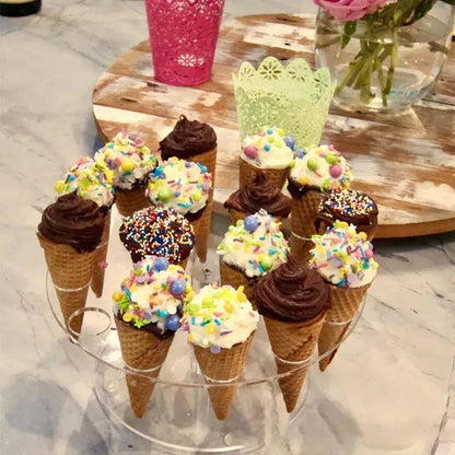 Clear acrylic ice cream cone holder stand kitchen display rack