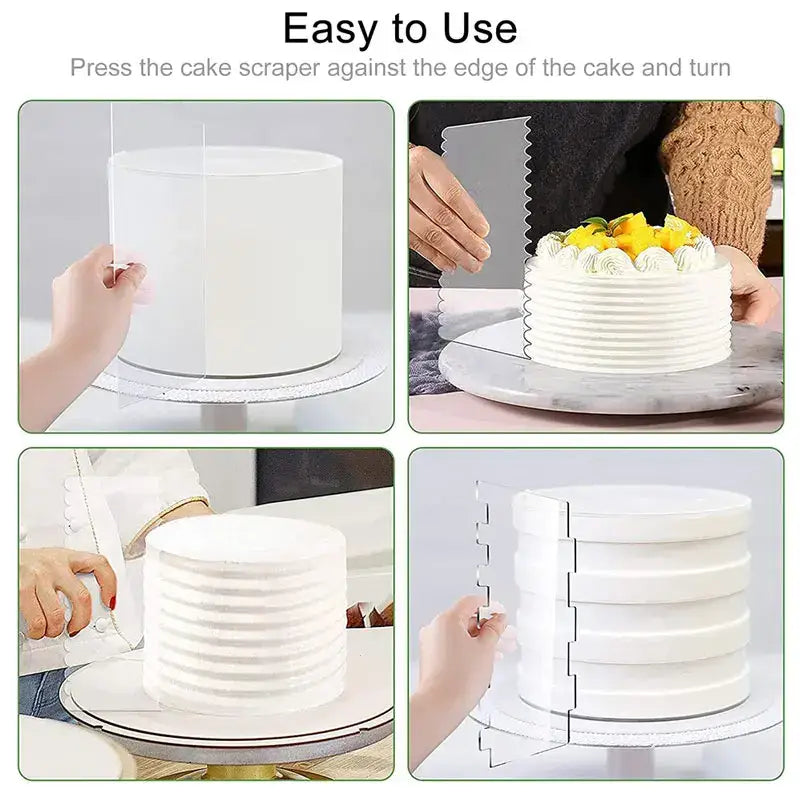 Clear acrylic scalloped cake cream scrapers kitchen baking tools