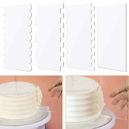 Clear acrylic scalloped cake cream scrapers kitchen baking tools