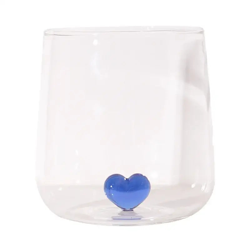 Clear and blue heart tumbler mug kitchen glassware gift