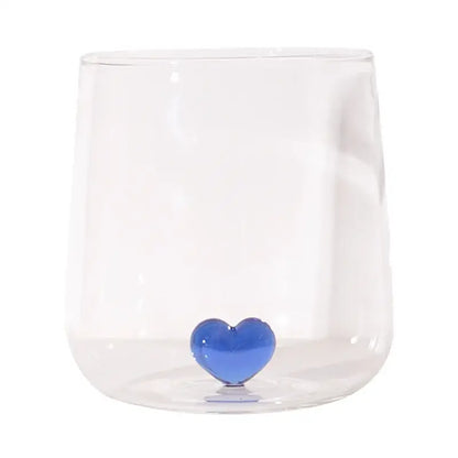 Clear and blue heart tumbler mug kitchen glassware gift
