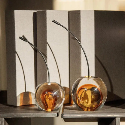 Clear and gold crystal cherry sculpture living room decor