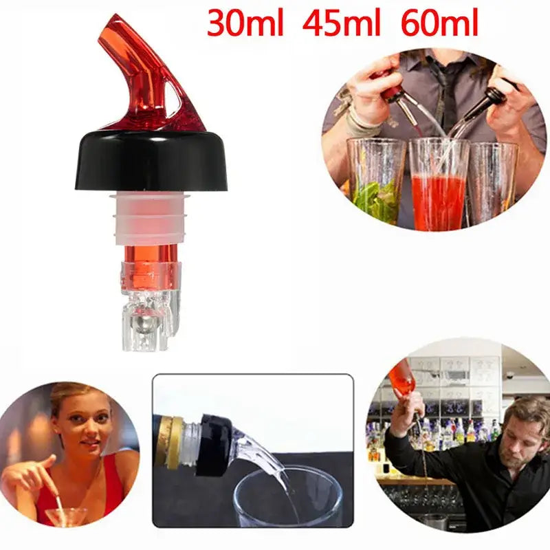 Clear and red plastic liquor pourer bottle dispenser kitchen barware